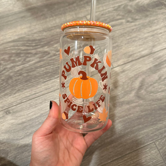 Pumpkin Spice Life Glass Tumbler