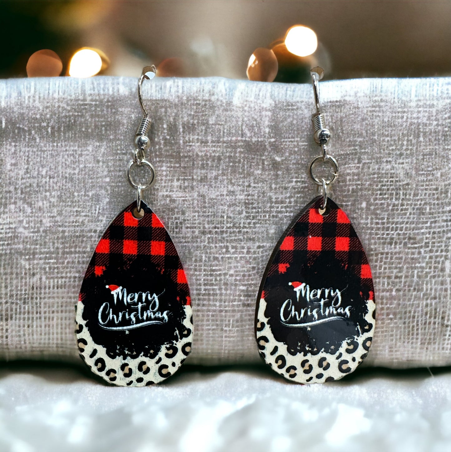 Merry Christmas Tear Drop Earrings