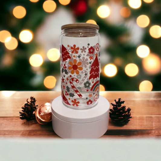 Holiday Fun 16 oz Glass Tumbler