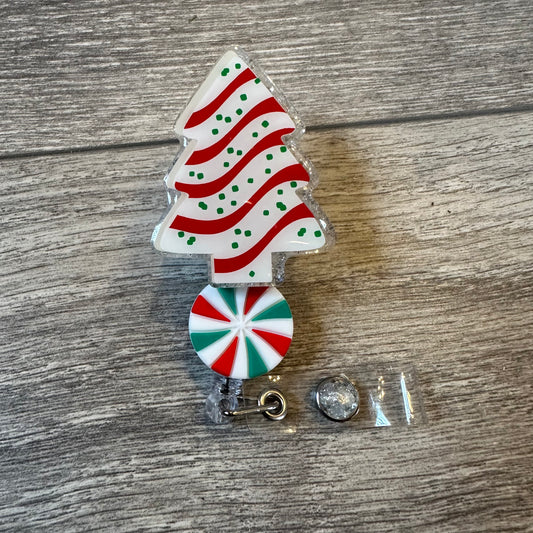 Christmas Tree Cake Badge Reel