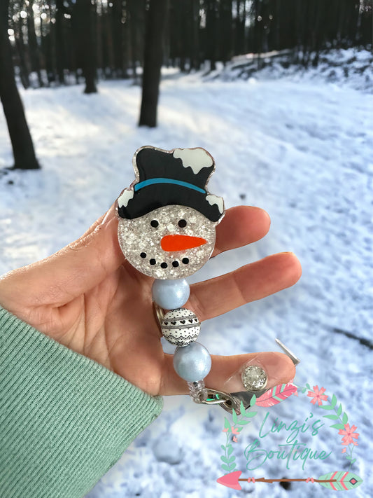 Snowman Face Badge Reel