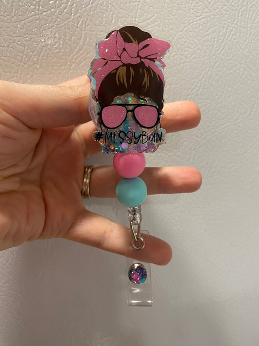 Customized Messy Bun Badge Reel