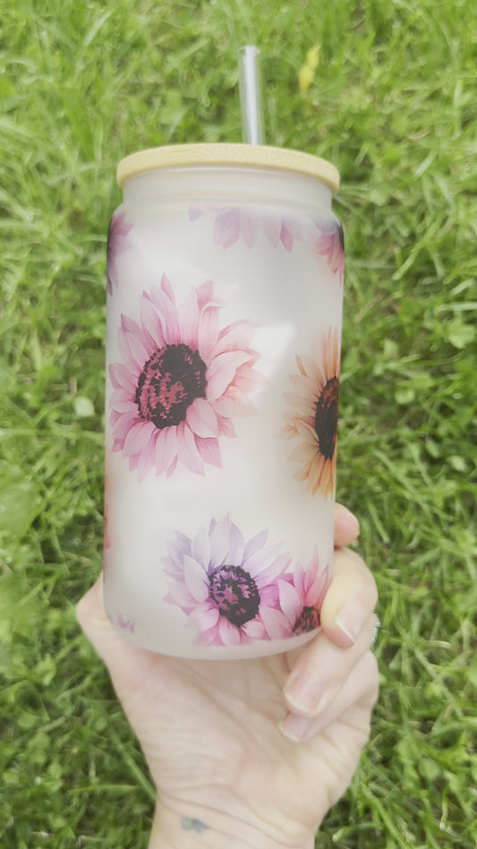 Rainbow Sunflower Glass Tumbler