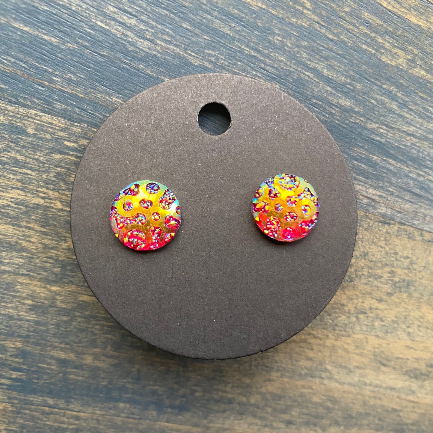 12mm Animal Print Druzy Stud