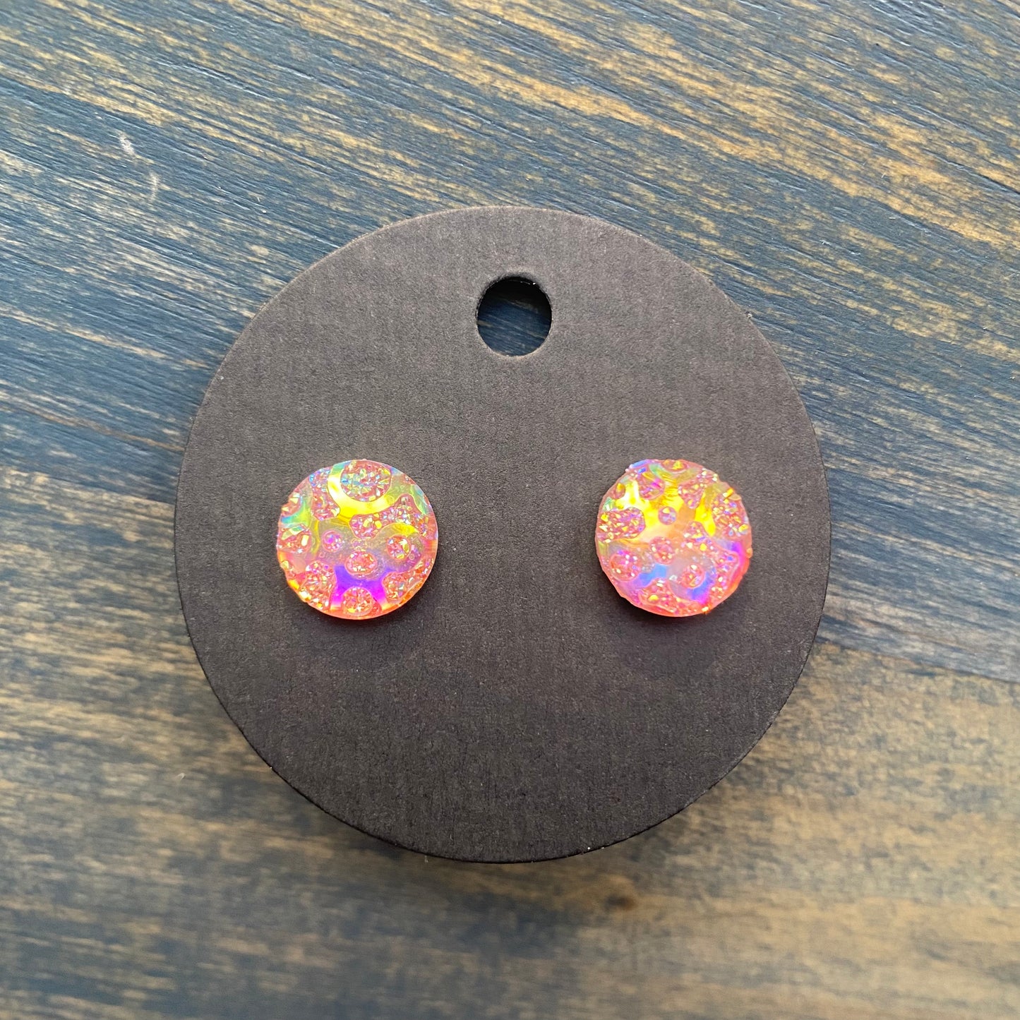 12mm Animal Print Druzy Stud