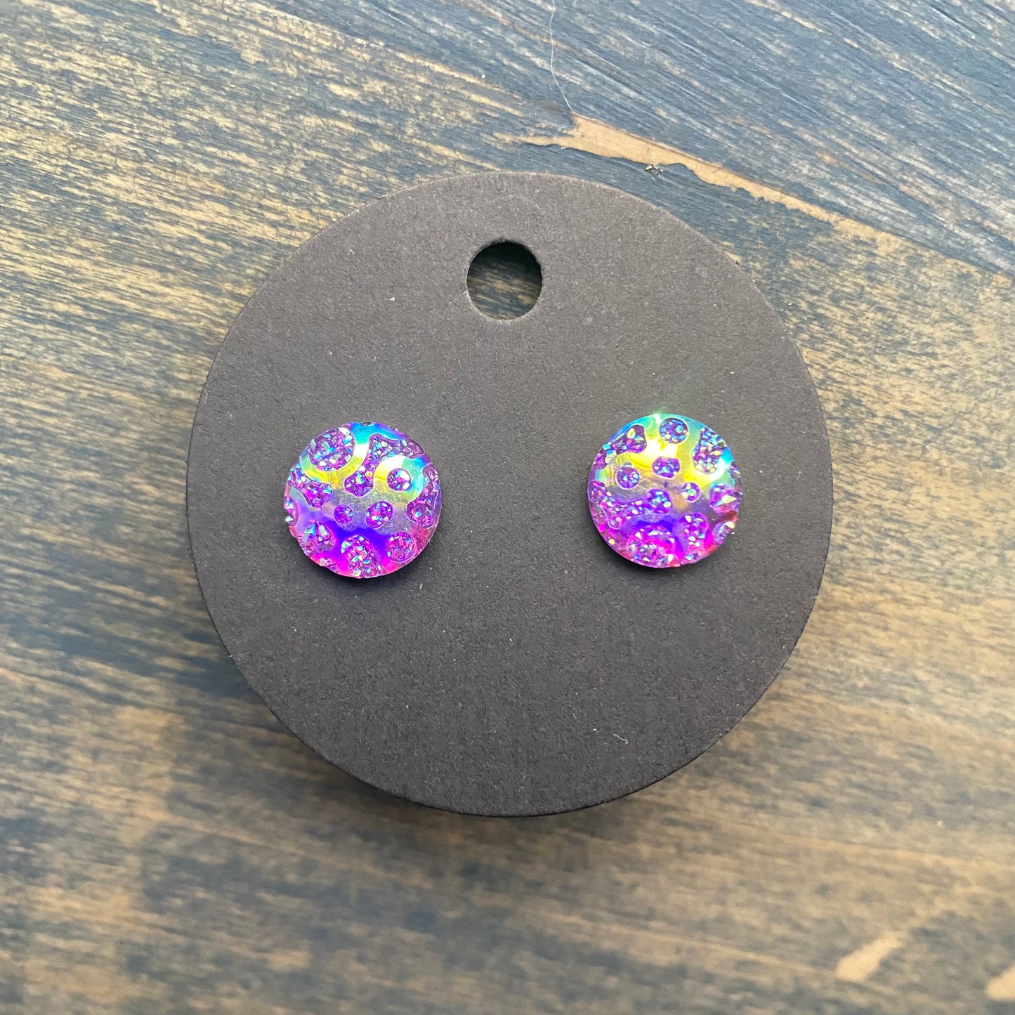 12mm Animal Print Druzy Stud