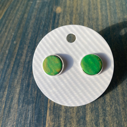 Gold and Green Marbles Studs