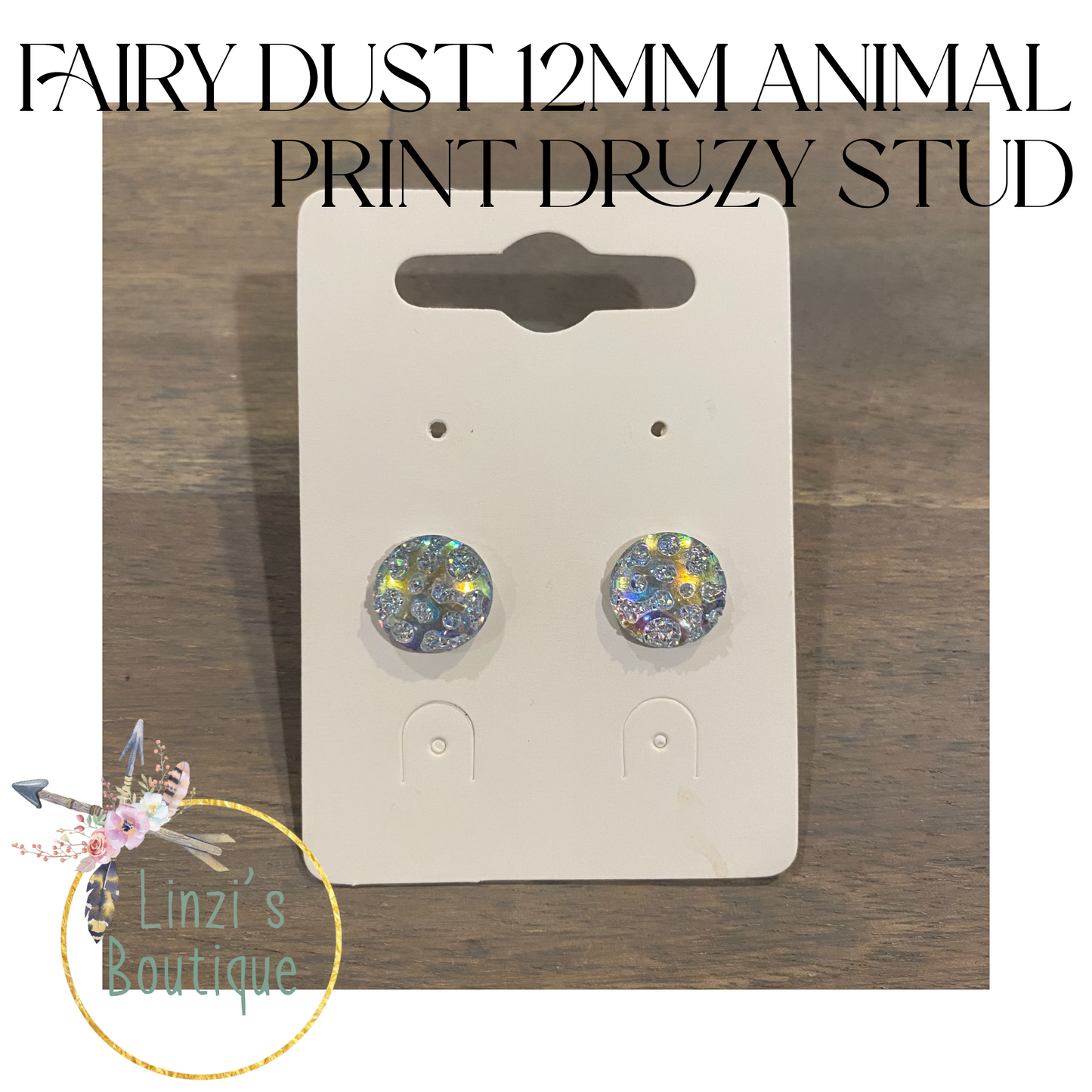 12mm Animal Print Druzy Stud