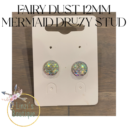 12mm Mermaid Druzy Stud