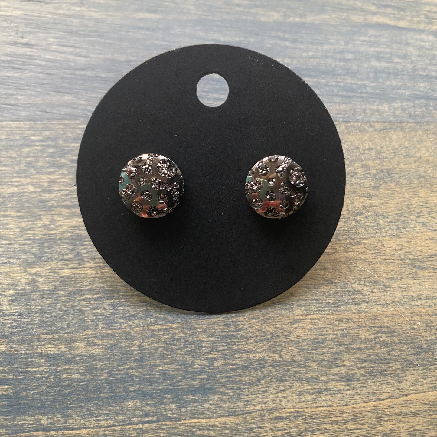 12mm Animal Print Druzy Stud